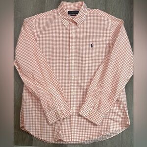 Men’s Polo Ralph Lauren XL Slim Fit Small Windowpane Orange Check Summer Shirt